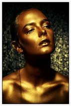 Gouden vrouw op gouden achtergrond - Foto op Akoestisch paneel - 150 x 225 cm