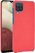 Voor Samsung Galaxy A22 4G Schokbestendige Krokodil Textuur PC + PU Case (Rood)