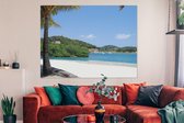 Canvas schilderij 160x120 cm - Wanddecoratie De helderblauwe Caribische wateren van de Baai-eilanden in Honduras - Muurdecoratie woonkamer - Slaapkamer decoratie - Kamer accessoires - Schilderijen
