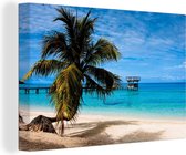 Canvas Schilderij Het uitzicht op het strand bij de Noord-Amerikaanse Baai-eilanden in Honduras - 60x40 cm - Wanddecoratie