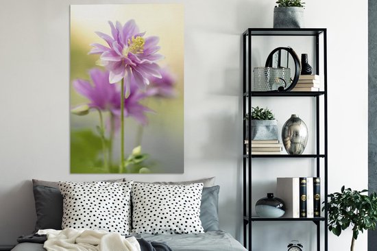 Close-up ancolie 90x140 cm - Tirage photo sur toile (Décoration murale salon / chambre) / Peintures Fleurs sur toile