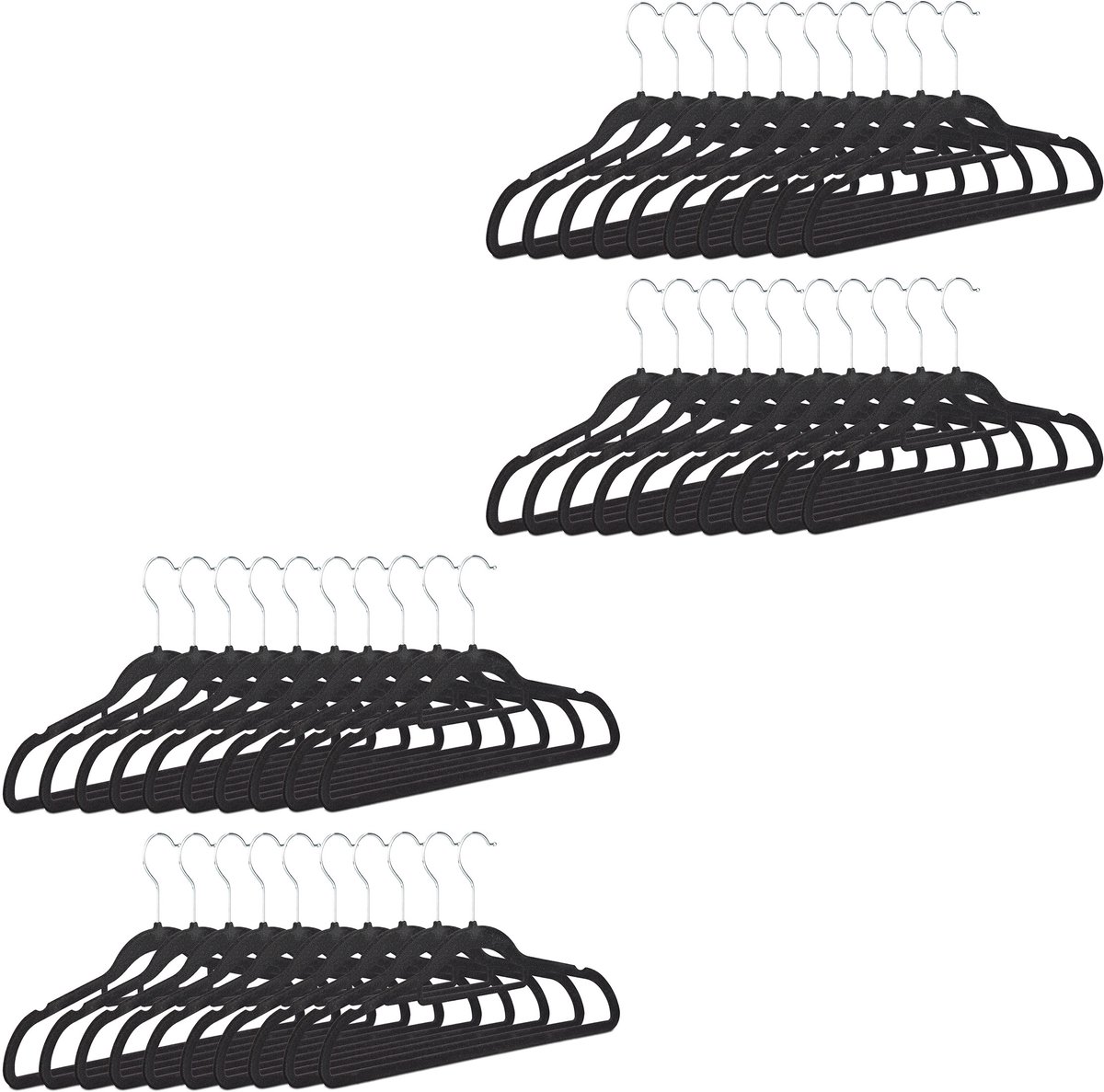 40x kledinghanger - smal - broekenstang - broekhanger - zwart - fluweel