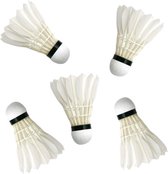 Set van 15x stuks badminton shuttles met veertjes wit - Veren shuttles om mee te badmintonnen - 9 x 6 cm