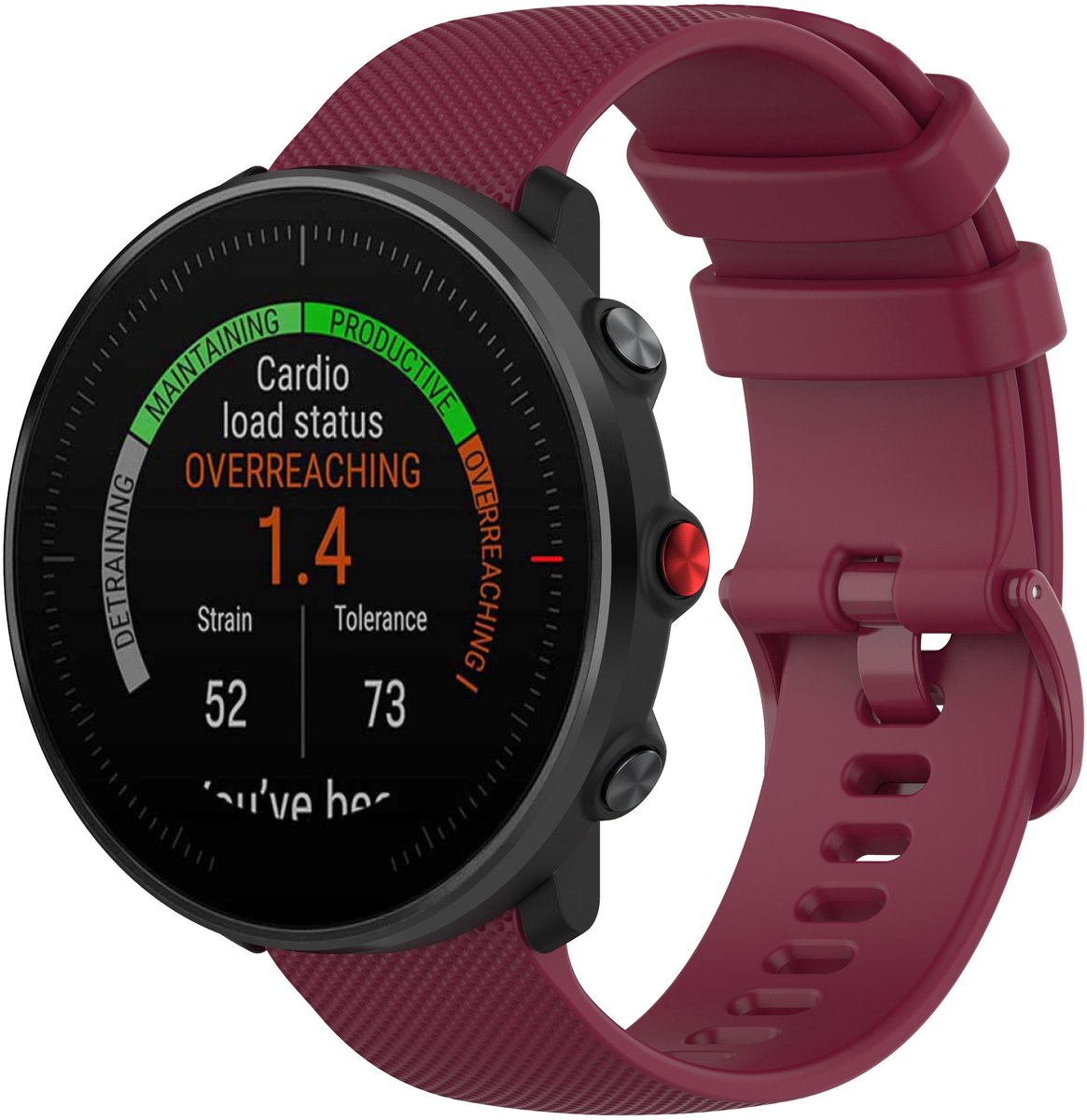 123watches sport gesp band - wijn rood - - Geschikt voor Polar Vantage M / Vantage M2 / Vantage M3 /Vantage V3 / Grit X / Grit X Pro / Grit X2 Pro / Overige smartwatches met 22mm bandje