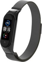 Milanees Smartwatch bandje - Geschikt voor  Xiaomi Mi Band 5 Milanese band - zwart - Horlogeband / Polsband / Armband