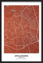 Poster Stad Apeldoorn - A3 - 30 x 40 cm - Inclusief lijst (Zwart MDF)