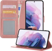 Samsung S21 Plus Hoesje Book Case Hoes - Samsung Galaxy S21 Plus Case Hoesje Wallet Cover - Rosé Goud