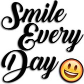 Crearreda Muursticker Smile Every Day 3d Zwart/geel 4-delig
