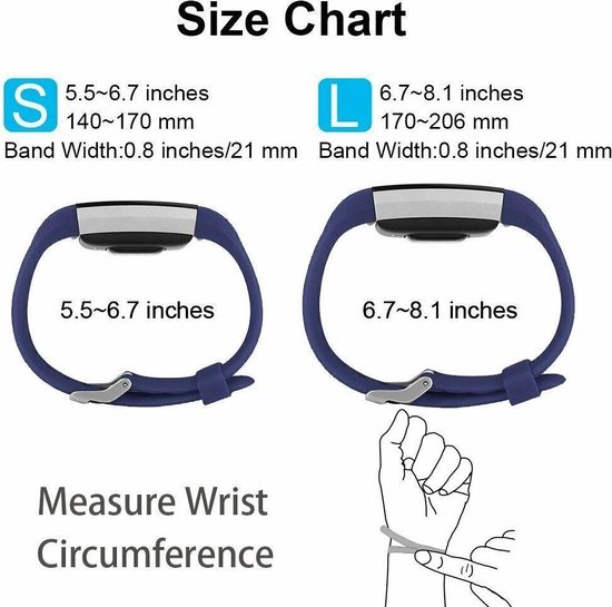 Siliconen Smartwatch bandje - Geschikt voor Fitbit Charge 2 siliconen bandje - donkerblauw - Strap-it Horlogeband / Polsband / Armband - Maat: Maat S