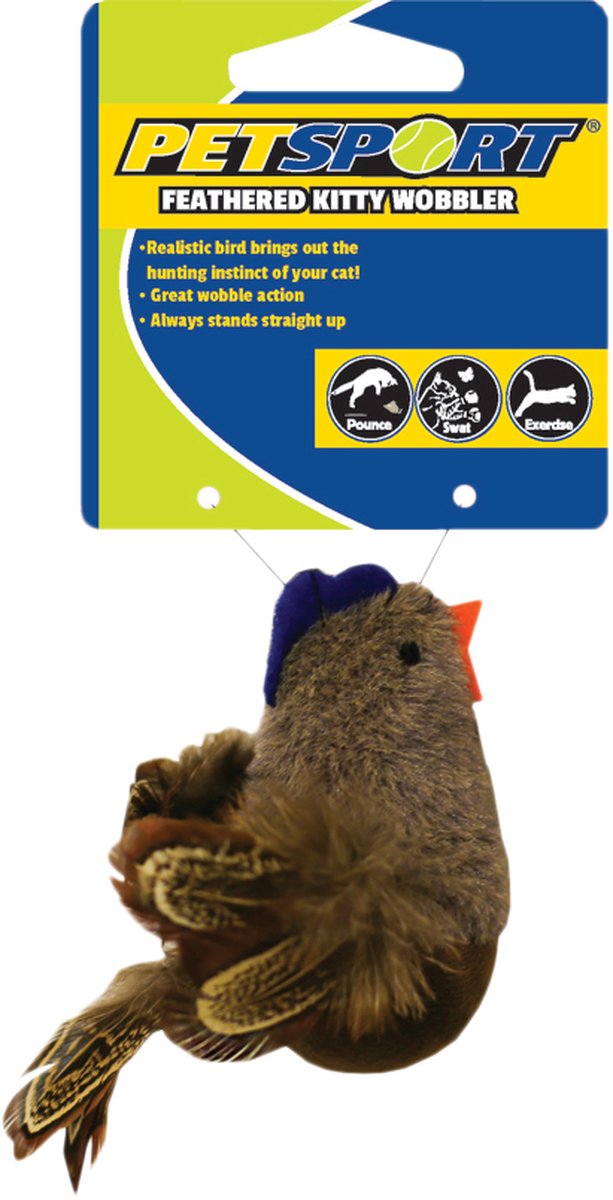 Feathered Kitty Wobbler bruin Speelgoed voor katten - Kattenspeelgoed - Kattenspeeltjes