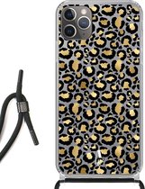 iPhone 11 Pro hoesje met koord - Luipaardprint Goud