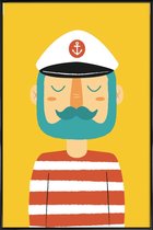 JUNIQE - Poster in kunststof lijst Ahoy Sailor -40x60 /Geel & Rood