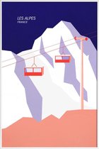JUNIQE - Poster met kunststof lijst Les Alpes -13x18 /Blauw & Grijs