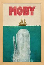 JUNIQE - Poster in houten lijst Moby -40x60 /Blauw & Rood