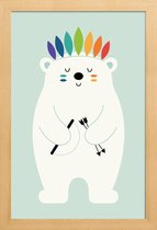JUNIQE - Poster in houten lijst Be Brave Polar -40x60 /Blauw & Wit