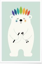 JUNIQE - Poster Be Brave Polar -30x45 /Blauw & Wit