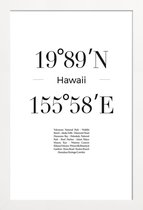 JUNIQE - Poster met houten lijst Hawaii -13x18 /Wit & Zwart