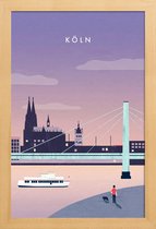 JUNIQE - Poster in houten lijst Keulen - retro -30x45 /Paars