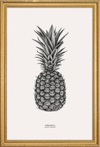 JUNIQE - Poster met houten lijst Pineapple -30x45 /Grijs & Ivoor