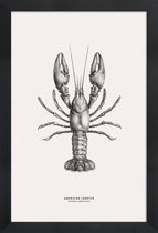 JUNIQE - Poster in houten lijst American Lobster -20x30 /Grijs & Ivoor