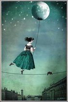 JUNIQE - Poster met kunststof lijst Moonwalk -40x60 /Blauw & Grijs