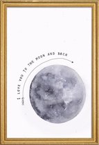 JUNIQE - Poster met houten lijst Moon -20x30 /Grijs & Wit