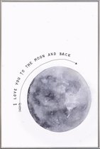JUNIQE - Poster met kunststof lijst Moon -30x45 /Grijs & Wit