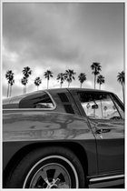 JUNIQE - Poster met kunststof lijst Californië Corvette auto -13x18