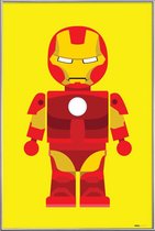 JUNIQE - Poster met kunststof lijst Iron Man Toy -13x18 /Geel & Rood