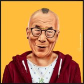 JUNIQE - Poster met kunststof lijst Dalai Lama -20x20 /Kleurrijk