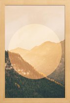 JUNIQE - Poster met houten lijst Alpen - foto -13x18 /Bruin & Geel