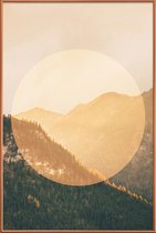 JUNIQE - Poster met kunststof lijst Alpen - foto -40x60 /Bruin & Geel
