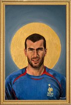 JUNIQE - Poster met houten lijst Football Icon - Zinedine Zidane