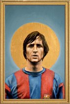 JUNIQE - Poster met houten lijst Football Icon - Johan Cruyff -40x60