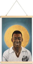 JUNIQE - Posterhanger Football Icon - Pelé -40x60 /Blauw & Geel