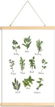 JUNIQE - Posterhanger Herbs Collection -40x60 /Groen & Wit