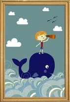 JUNIQE - Poster met houten lijst I See You -13x18 /Blauw & Groen