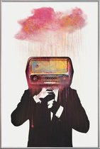 JUNIQE - Poster met kunststof lijst Radiohead -20x30 /Ivoor & Roze