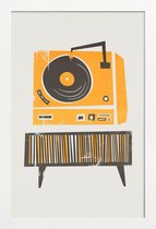 JUNIQE - Poster met houten lijst Vinyl Junkie -13x18 /Grijs & Oranje