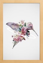 JUNIQE - Poster in houten lijst Kolibri -30x45 /Kleurrijk