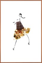 JUNIQE - Poster met kunststof lijst Chocolate -20x30 /Bruin & Geel