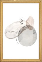 JUNIQE - Poster met houten lijst Oil On Pebbles -20x30 /Grijs & Ivoor