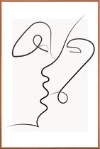 JUNIQE - Poster met kunststof lijst Kissed -30x45 /Grijs & Ivoor