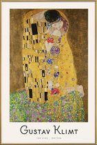 JUNIQE - Poster met kunststof lijst Klimt - The Kiss -40x60 /Geel