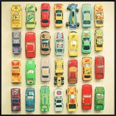 JUNIQE - Poster met kunststof lijst Car park -20x20 /Groen & Ivoor