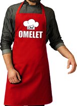 Chef omelet schort / keukenschort rood voor heren - kookschorten / keuken schort