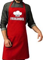Chef frikandel schort / keukenschort rood voor heren - kookschorten / keuken schort