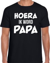 Hoera ik word papa - t-shirt zwart voor heren - papa kado shirt / aanstaande vader cadeau/ papa in verwachting L