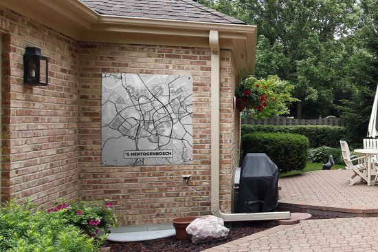 Tissu de jardin Plan de la ville - 's-Hertogenbosch - Grijs - Wit - 100x100 cm - Carte