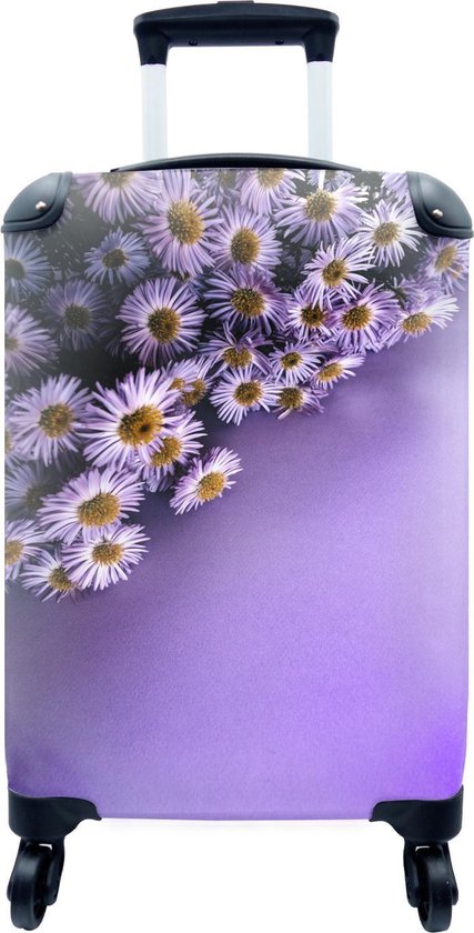 honing Relatief Afhankelijkheid Koffer - Paarse aster bloemen in de hoek - Past binnen 55x40x20 cm en  55x35x25 cm -... | bol.com